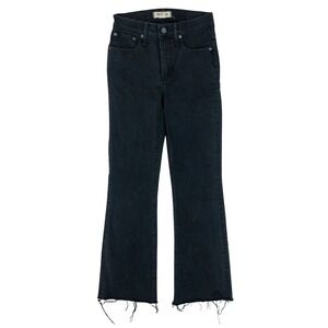 Madewell Cali Demi-Boot Jeans Womens 25 Tall Black High Rise Raw Hem Cropped